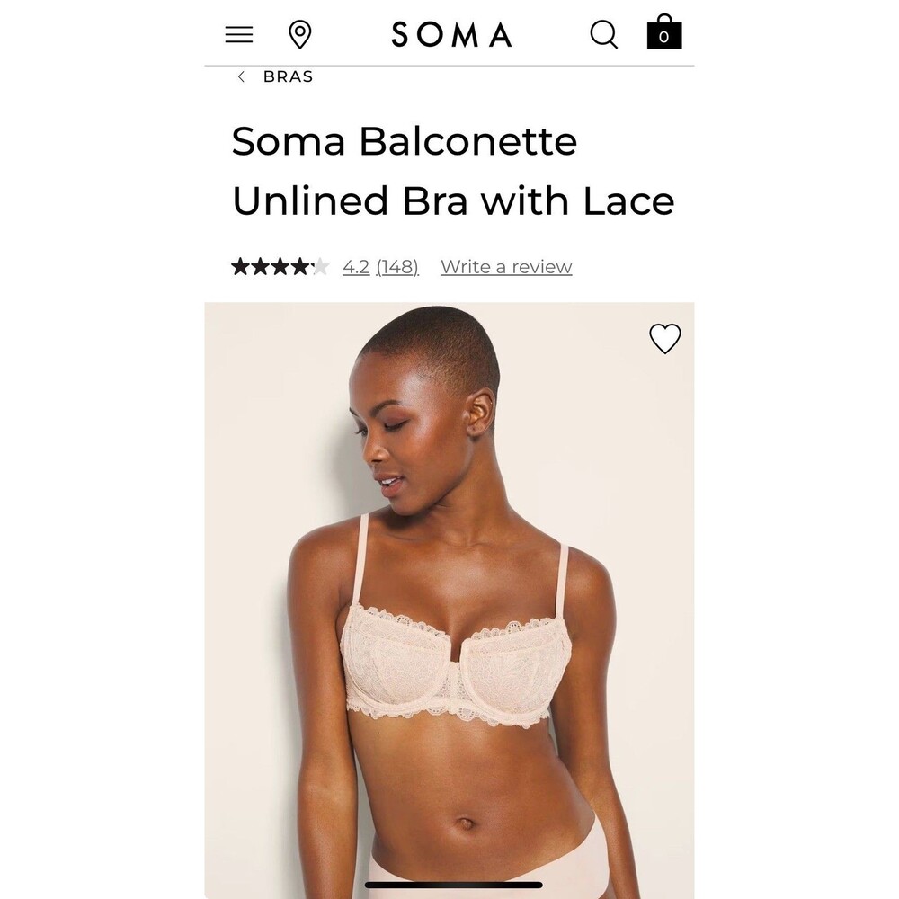 Soma Balconette Unlined Bra with Lace in NWT 38DD